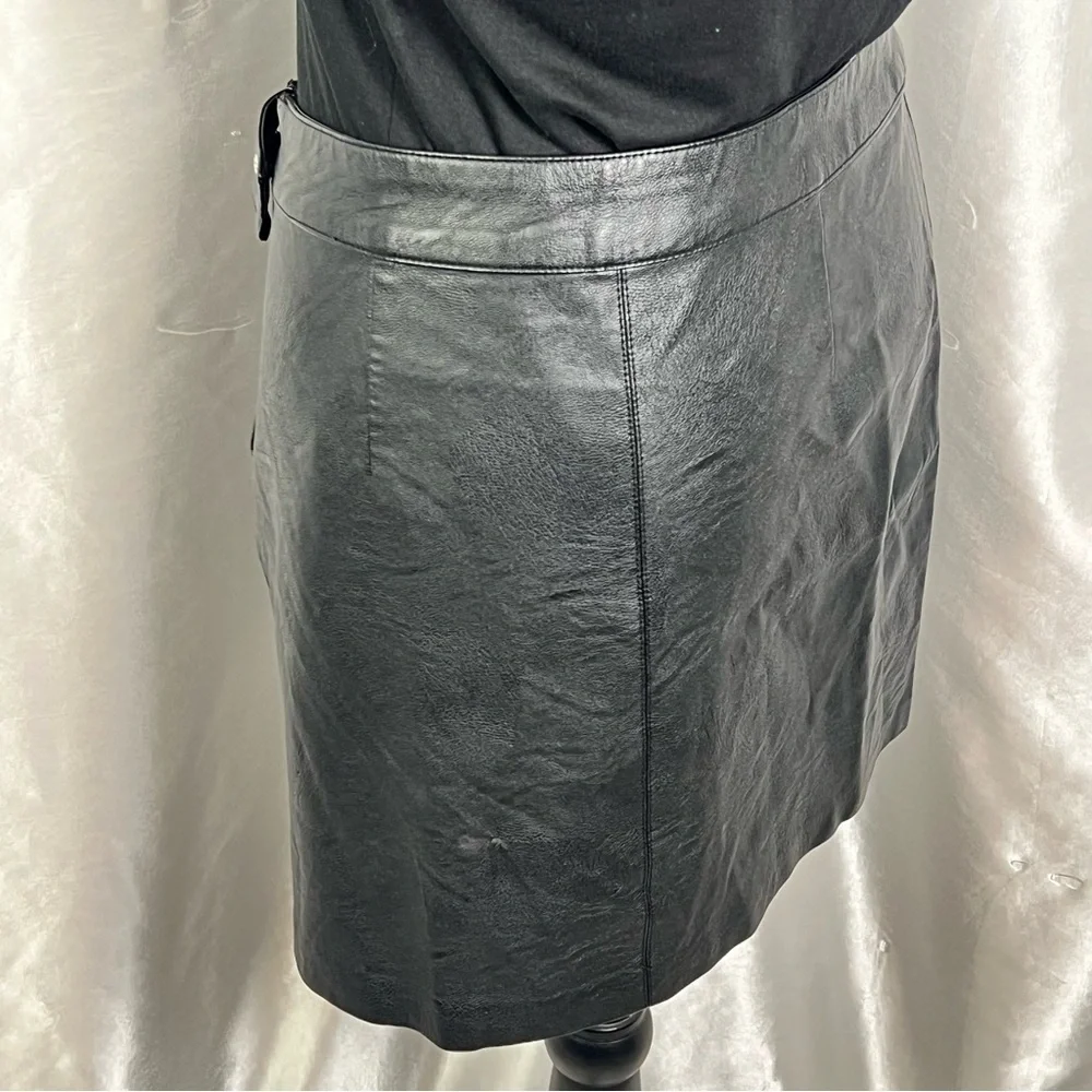 ZARA TRF Black Faux Leather Mini Moto Skirt Size M | Edgy Streetwear Night Out